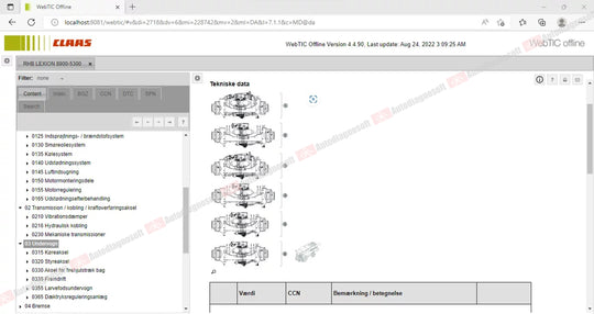 CLAAS WEBTIC OFFLINE TECHNICAL DOCUMENTS (PAGE 1/2)