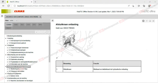 CLAAS WEBTIC OFFLINE TECHNICAL DOCUMENTS (PAGE 1/2)