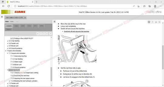 CLAAS WEBTIC OFFLINE TECHNICAL DOCUMENTS (PAGE 1/2)