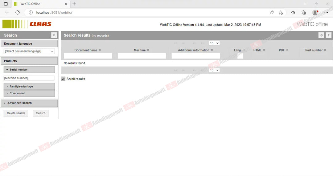 CLAAS WEBTIC OFFLINE TECHNICAL DOCUMENTS (PAGE 1/2)