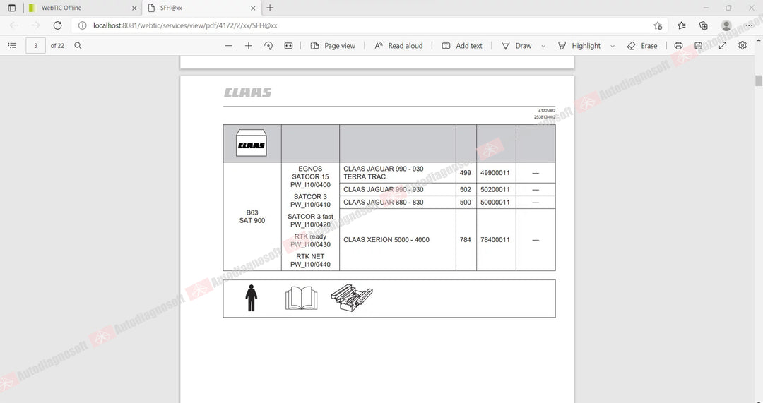 CLAAS WEBTIC OFFLINE TECHNICAL DOCUMENTS (PAGE 1/2)