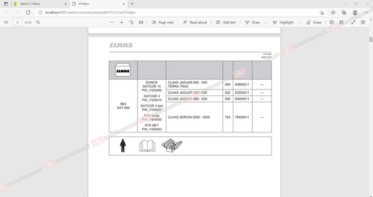 CLAAS WEBTIC OFFLINE TECHNICAL DOCUMENTS (PAGE 1/2)