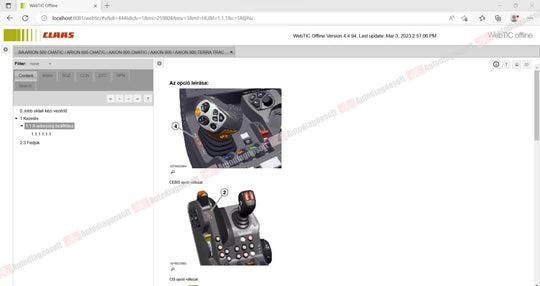 CLAAS WEBTIC OFFLINE TECHNICAL DOCUMENTS (PAGE 1/2)