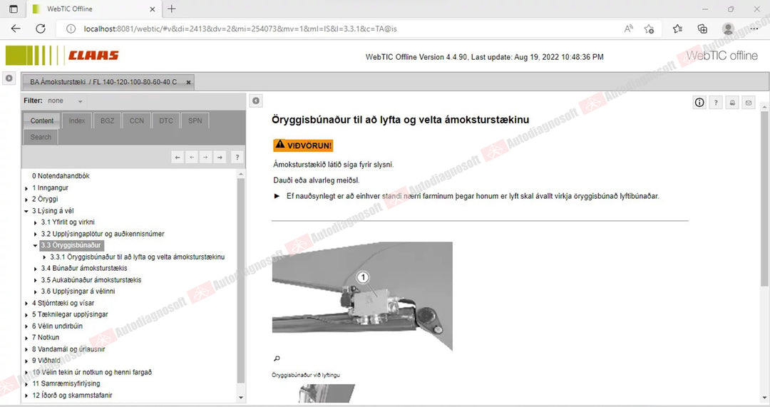 CLAAS WEBTIC OFFLINE TECHNICAL DOCUMENTS (PAGE 1/2)