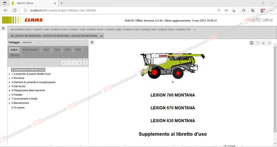 CLAAS WEBTIC OFFLINE TECHNICAL DOCUMENTS (PAGE 1/2)