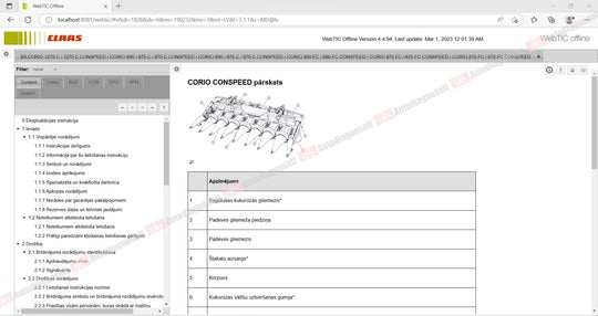 CLAAS WEBTIC OFFLINE TECHNICAL DOCUMENTS (PAGE 2/2)