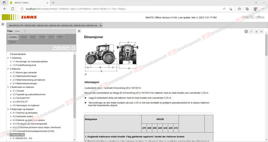 CLAAS WEBTIC OFFLINE TECHNICAL DOCUMENTS (PAGE 2/2)