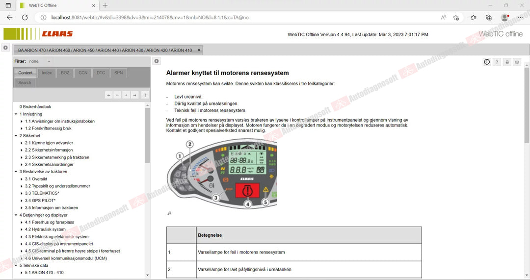 CLAAS WEBTIC OFFLINE TECHNICAL DOCUMENTS (PAGE 2/2)