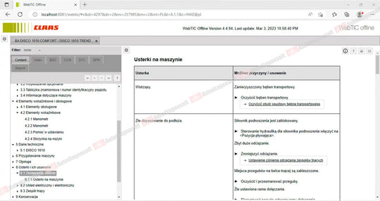 CLAAS WEBTIC OFFLINE TECHNICAL DOCUMENTS (PAGE 2/2)