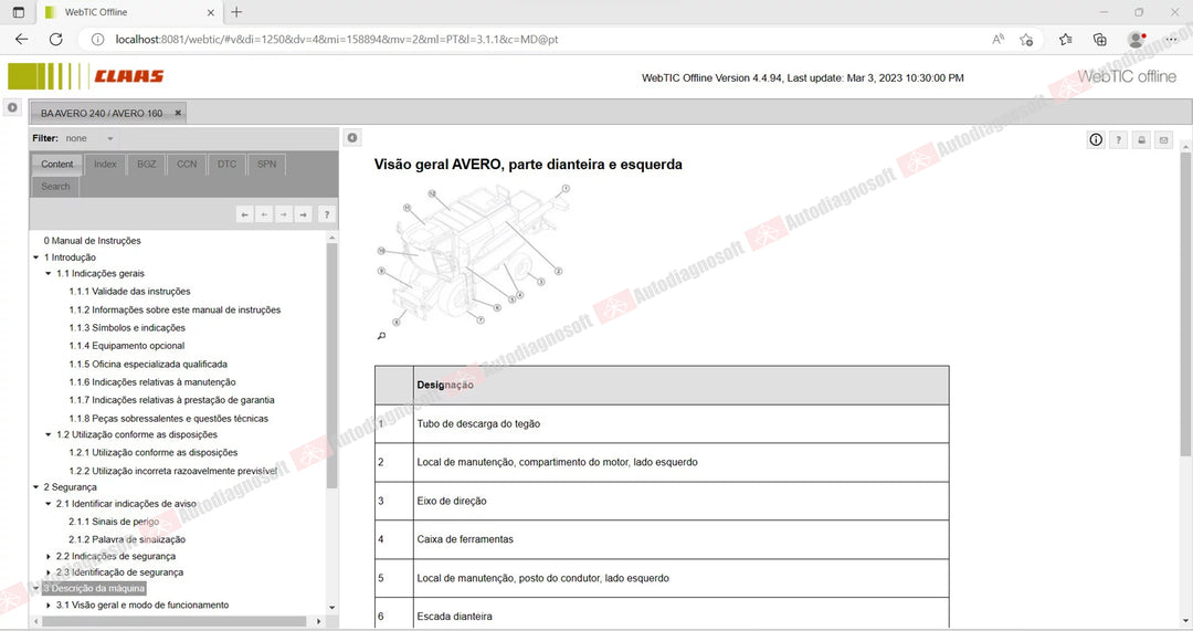 CLAAS WEBTIC OFFLINE TECHNICAL DOCUMENTS (PAGE 2/2)