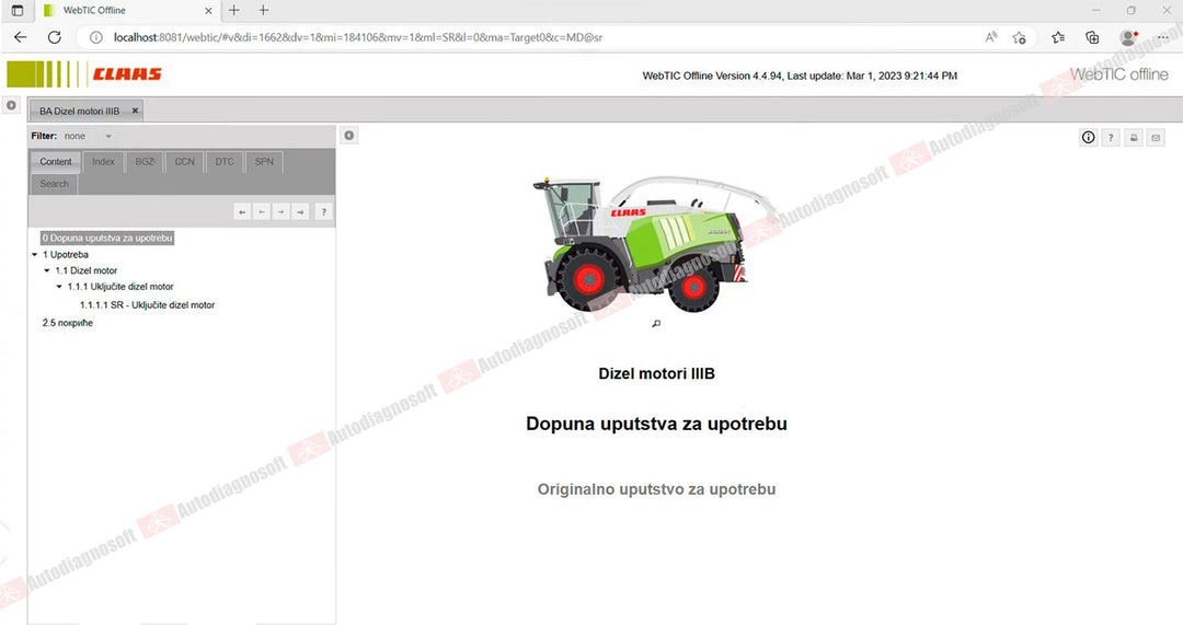 CLAAS WEBTIC OFFLINE TECHNICAL DOCUMENTS (PAGE 2/2)