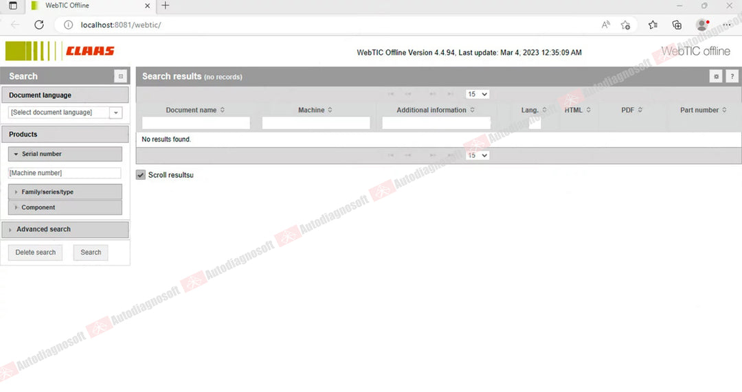 CLAAS WEBTIC OFFLINE TECHNICAL DOCUMENTS (PAGE 2/2)