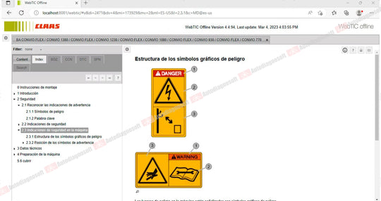 CLAAS WEBTIC OFFLINE TECHNICAL DOCUMENTS (PAGE 2/2)