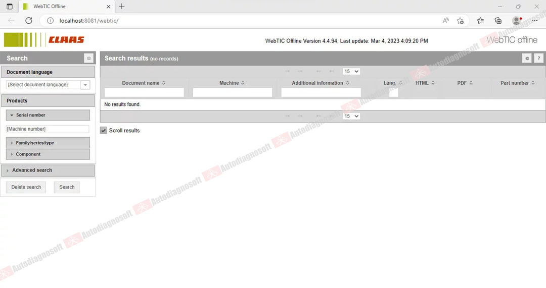 CLAAS WEBTIC OFFLINE TECHNICAL DOCUMENTS (PAGE 2/2)