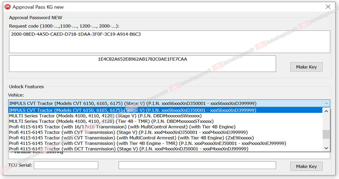 CNH PASSWORD GENERATOR